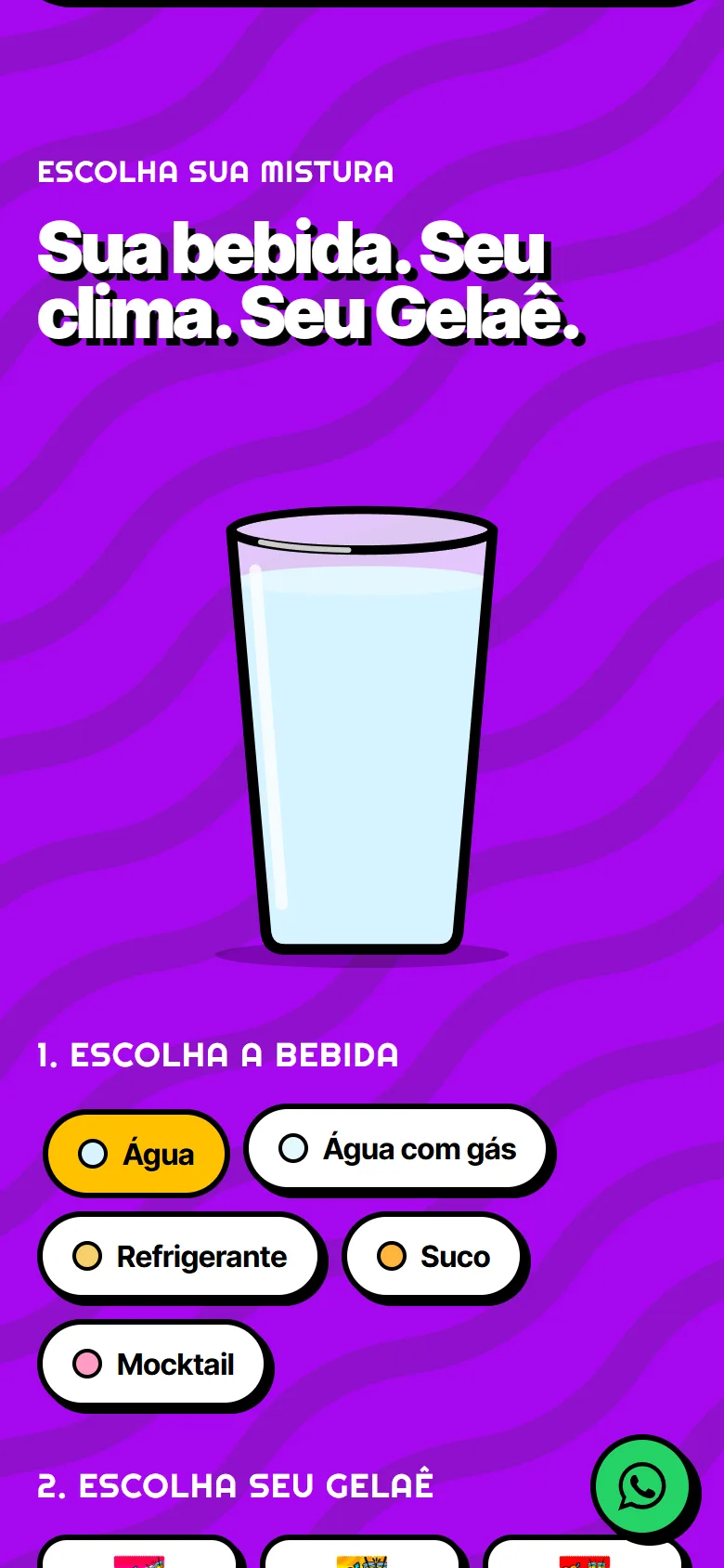 Versão mobile do misturador interativo da Gelaê